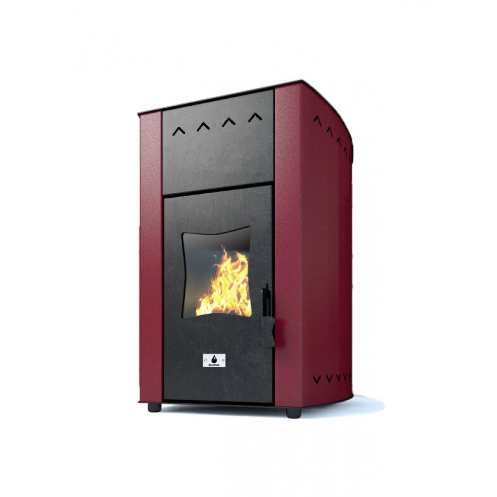 Camina a Pellet con Serbatoio d'Acqua Eco Spar Minima Bordeaux, 12kW | Termostufe a Pellet | Stufe a Pellet |