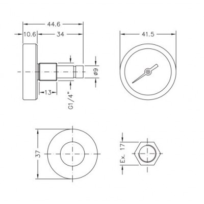 Bimetallic pyrometer Cewal, Rear stem DN40 - Confronto dei Prodotti
