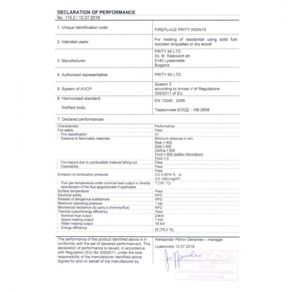 Termostufa a Legna Prity WD W15, 19kW | Termostufe a Legna | Stufe A Legna |
