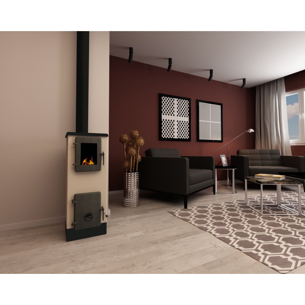 Stufa a Legna Alfa Plam Vulkan S Ivory, 4kW | Stufe a Legna | Stufe A Legna |