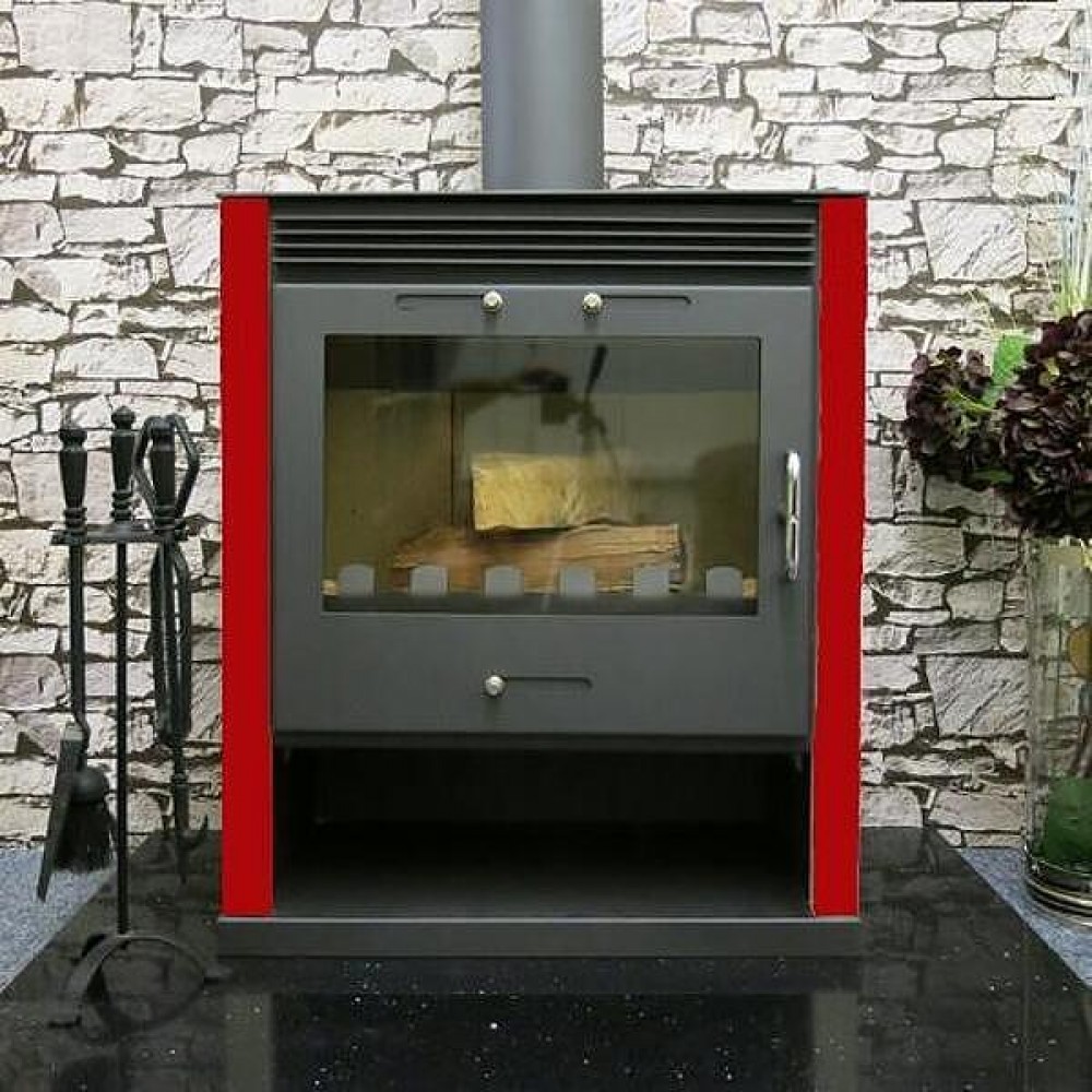 Stufa a Legna con Serbatoio d`Acqua Victoria 05 Rubin BO, rosso, 13kW | Termostufe a Legna | Stufe A Legna |