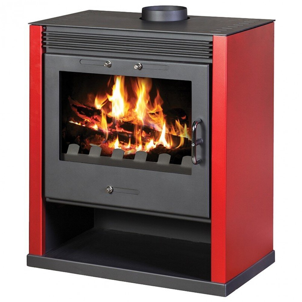 Stufa a Legna con Serbatoio d`Acqua Victoria 05 Rubin BO, rosso, 13kW | Termostufe a Legna | Stufe A Legna |