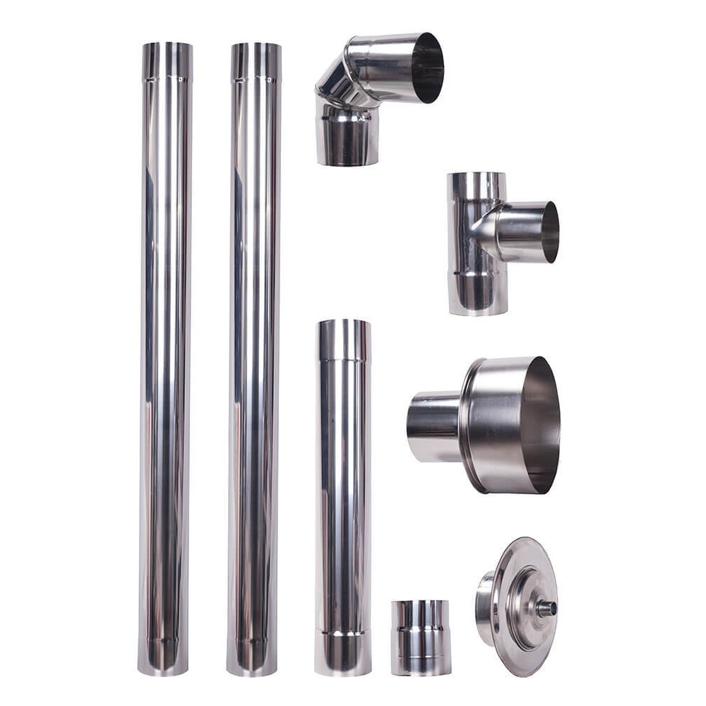 Kit INOX tubi canna fumaria per stufa a pellet, 80-120mm