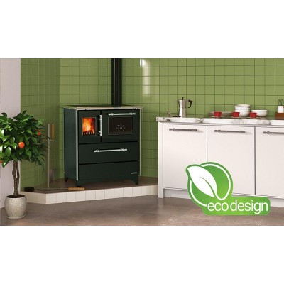 Stufa a Legna con Forno Alfa Plam Donna 70 Antracite-Destra, 5kW - Stufe A Legna