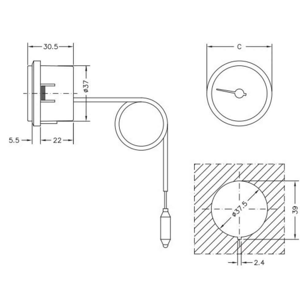 Capillary thermometer Cewal, Plastic case DN50 | Riscaldamento Centrale | Installazione e Accessori |