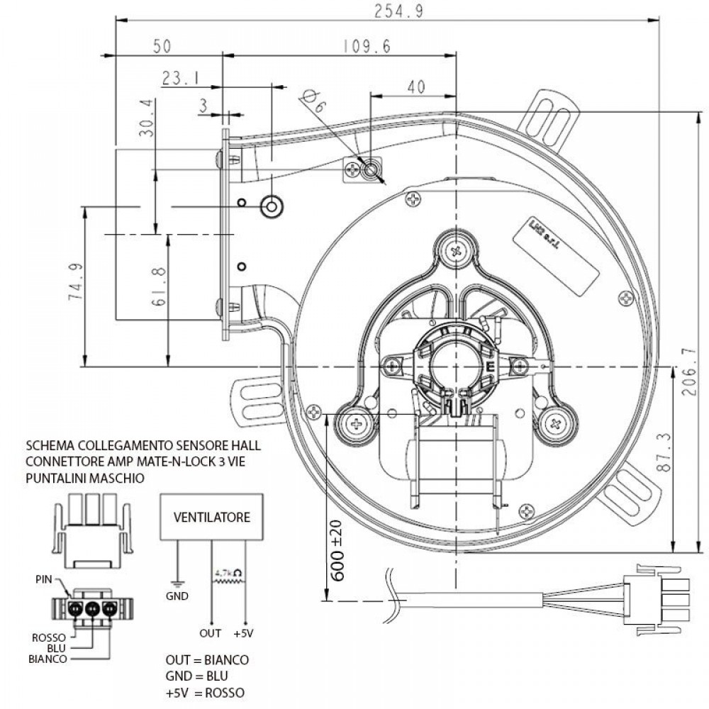 Ventola fumi  160m³/h 50W 300Pa per stufe a pellet Eco Spar, Nordica Extraflame, Palazzetti, Piazzetta, Sideros, Palladio e altri | Ventilatori e Estrattori di Fumo per Stufe a Pellet | Pezzi di Ricambio per Stufe a Pellet |