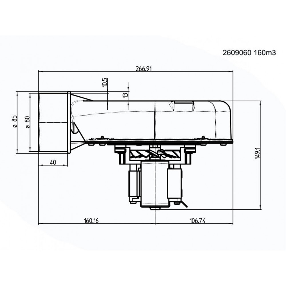 Ventola fumi 162m³/h 57W 310Pa per stufe a pellet | Ventilatori e Estrattori di Fumo per Stufe a Pellet | Pezzi di Ricambio per Stufe a Pellet |