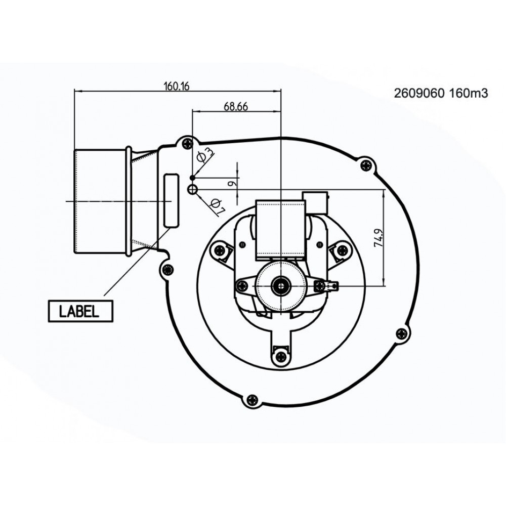 Ventola fumi 162m³/h 57W 310Pa per stufe a pellet | Ventilatori e Estrattori di Fumo per Stufe a Pellet | Pezzi di Ricambio per Stufe a Pellet |