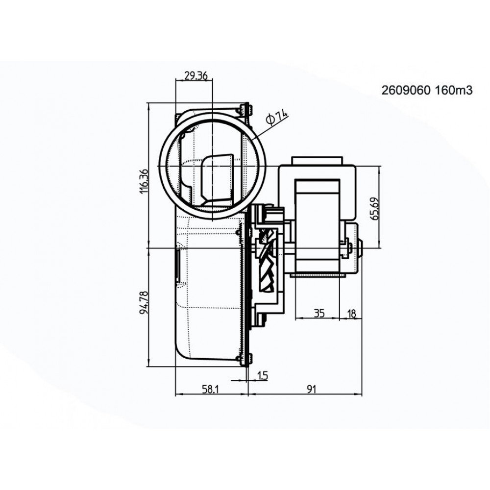 Ventola fumi 162m³/h 57W 310Pa per stufe a pellet | Ventilatori e Estrattori di Fumo per Stufe a Pellet | Pezzi di Ricambio per Stufe a Pellet |