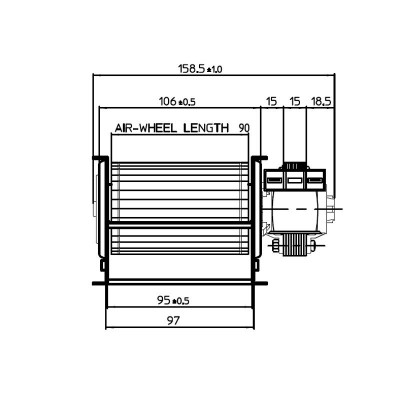 Ventilatore / Ventola tangenziale Fergas per stufa a pellet da Ø60 mm, flusso 70 m³/h - Ventilatori e Estrattori di Fumo per Stufe a Pellet