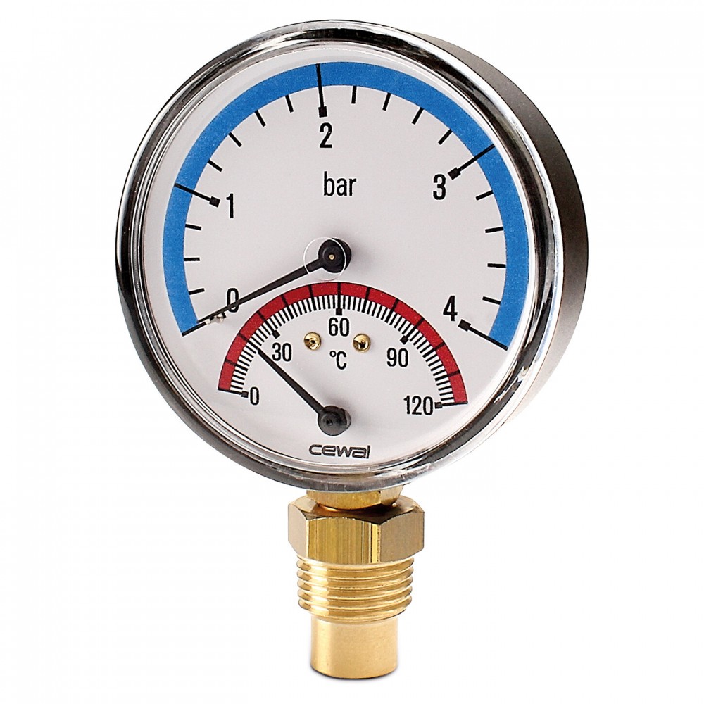 Axial thermomanometer Cewal, Bottom connection | Riscaldamento Centrale | Installazione e Accessori |
