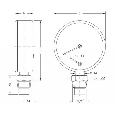 Axial thermomanometer Cewal, Bottom connection - Confronto dei Prodotti