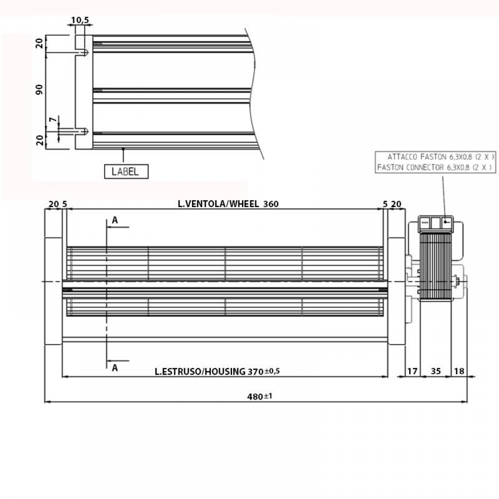 Ventilatore / Ventola tangenziale per stufa a pellet da Ø80 mm, flusso 251-302 m³/h | Ventilatori e Estrattori di Fumo per Stufe a Pellet | Pezzi di Ricambio per Stufe a Pellet |