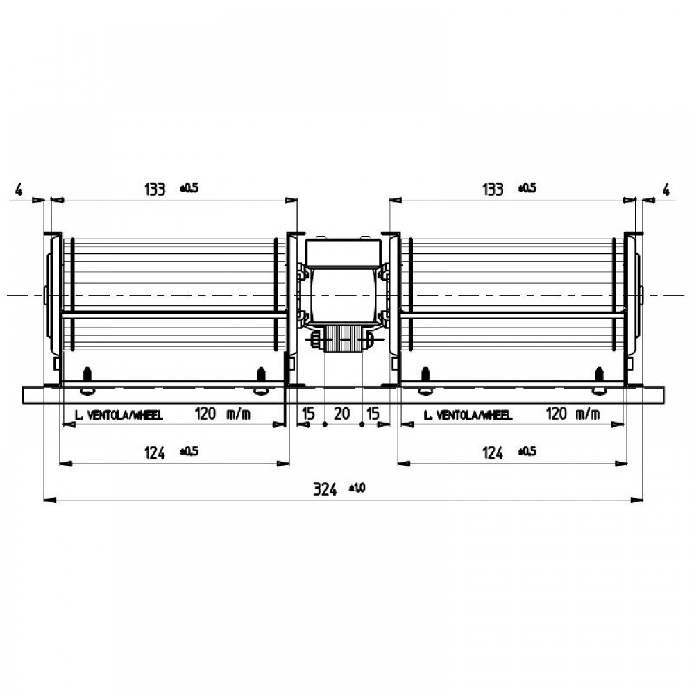Doppio ventilatore / ventola centrifugo Fergas per stufa a pellet da Ø 60mm, flusso 155 m³/h | Ventilatori e Estrattori di Fumo per Stufe a Pellet | Pezzi di Ricambio per Stufe a Pellet |