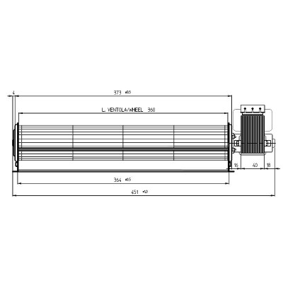 Ventilatore / Ventola tangenziale Fergas per stufa a pellet Superior da Ø60 mm, flusso 290 m³/h - Pezzi di Ricambio