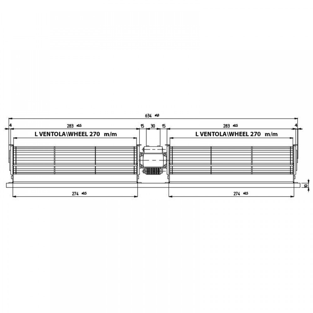 Ventilatore tangenziale doppio ø 80 mm - lunghezza ventola 220 x 2 mm