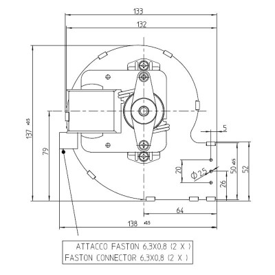 Ventilatore / Ventola centrifugo Fergas per stufa a pellet, flusso 258 m³/h - Ventilatori e Estrattori di Fumo per Stufe a Pellet