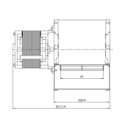 Ventilatore / Ventola centrifugo Fergas per stufa a pellet, flusso 258 m³/h - Ventilatori e Estrattori di Fumo per Stufe a Pellet
