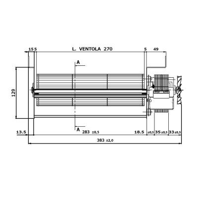Ventilatore / Ventola tangenziale Fergas per stufa a pellet Edilkamin da Ø80 mm, flusso 337 m³/h - Pezzi di Ricambio
