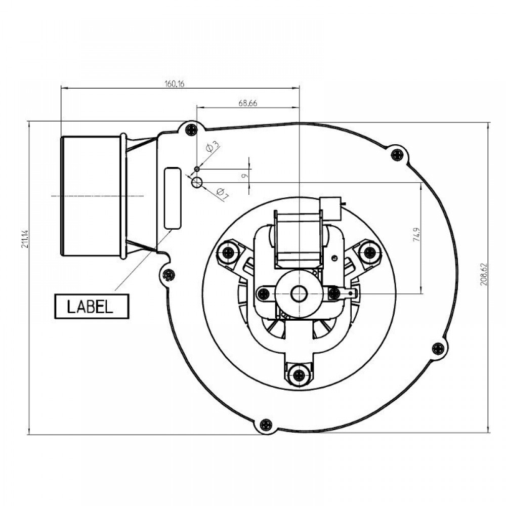 Ventola fumi Fergas per stufa a pellet, Max flusso d'aria 132 m³/h | Ventilatori e Estrattori di Fumo per Stufe a Pellet | Pezzi di Ricambio per Stufe a Pellet |