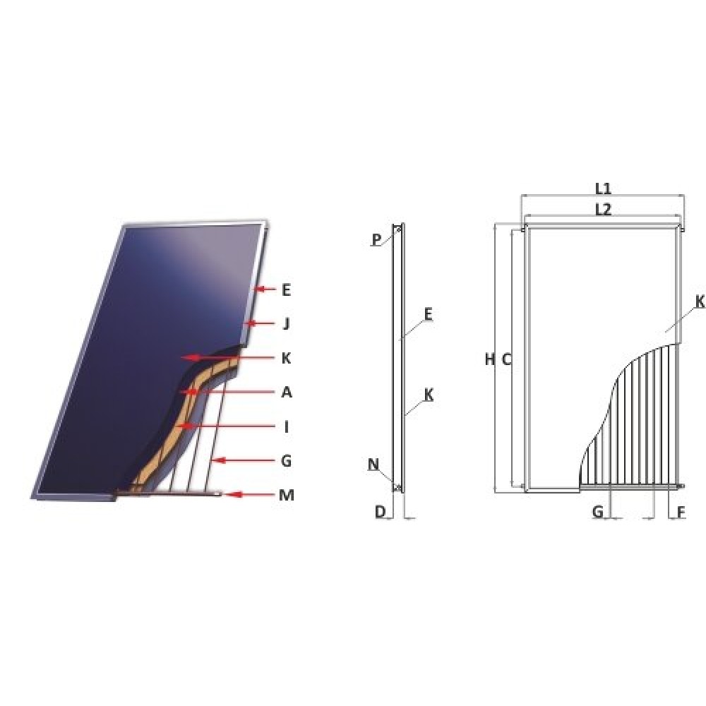 Flat plate solar collector Sunsystem, Model Select New Line, 2,5m² | Solar Hot Water Collectors | Solar DHW |
