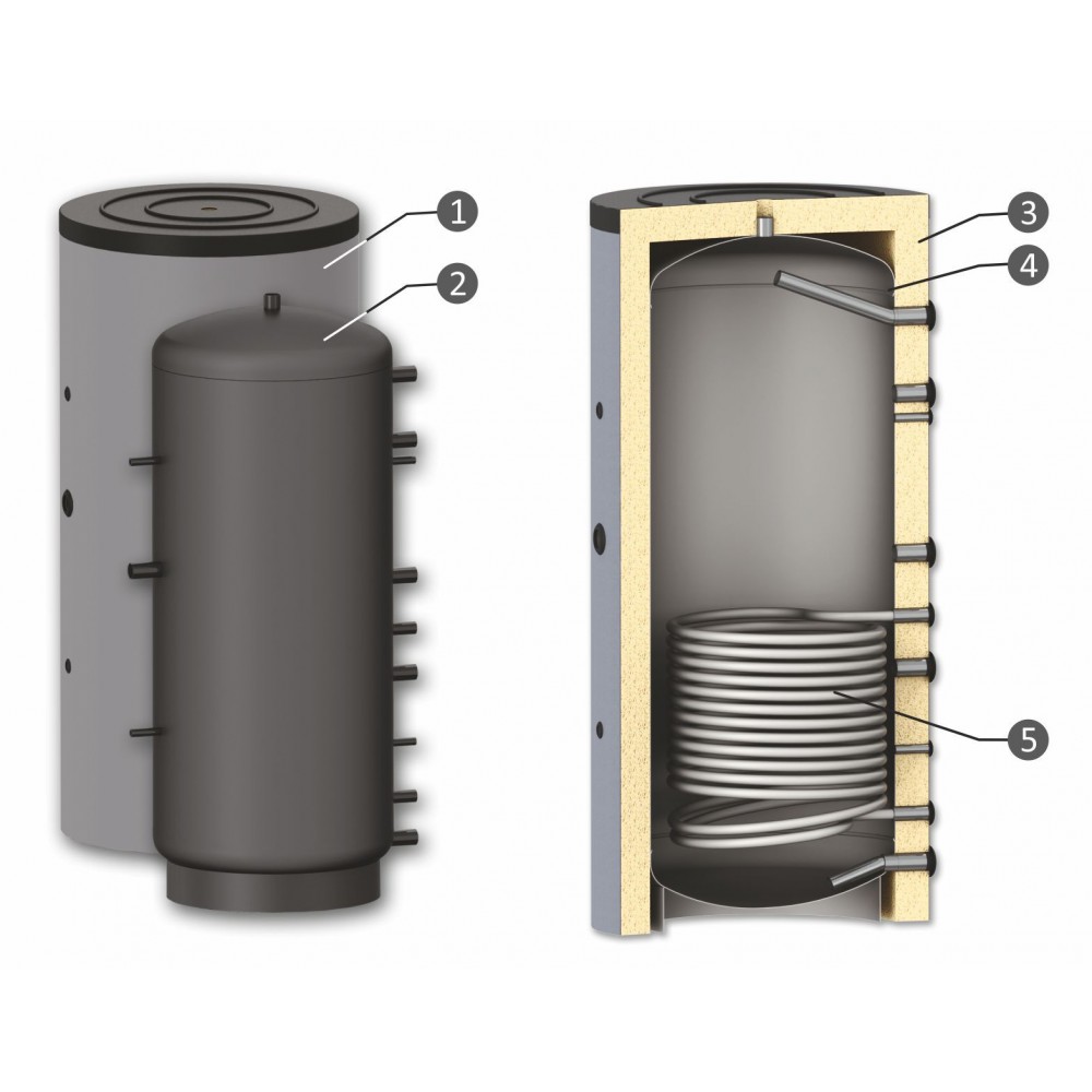 Buffer Tank Sunsystem, Model PR 800, Capacity 800L, One heat exchange coil | Serbatoi Accumulo | Scaldabagni e Serbatoi Accumulo |