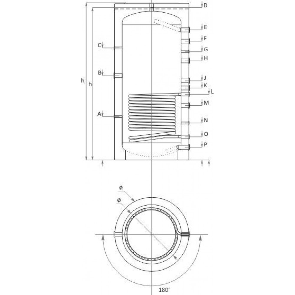 Buffer Tank Sunsystem, Model PR 1000, Capacity 1000L, One heat exchange coil, Industrial | Serbatoi Accumulo Buffer Tank Sunsystem, Model PR 1000, Capacity 1000L, One heat exchange coil, Industrial | Serbatoi Accumulo | Scaldabagni e Serbatoi Accumulo |