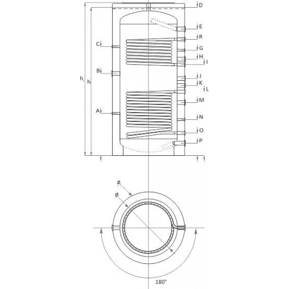 Buffer Tank Sunsystem, Model PR2 1000, Capacity 1000L, Two heat exchanging coils | Serbatoi Accumulo Buffer Tank Sunsystem, Model PR2 1000, Capacity 1000L, Two heat exchanging coils | Serbatoi Accumulo | Scaldabagni e Serbatoi Accumulo |