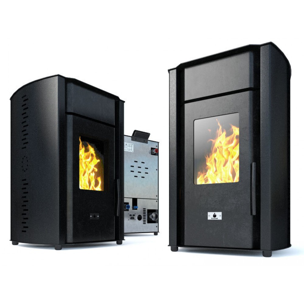 Camina a Pellet con Serbatoio d'Acqua Eco Spar Alba Black, 18kW | Termostufe a Pellet | Stufe a Pellet |
