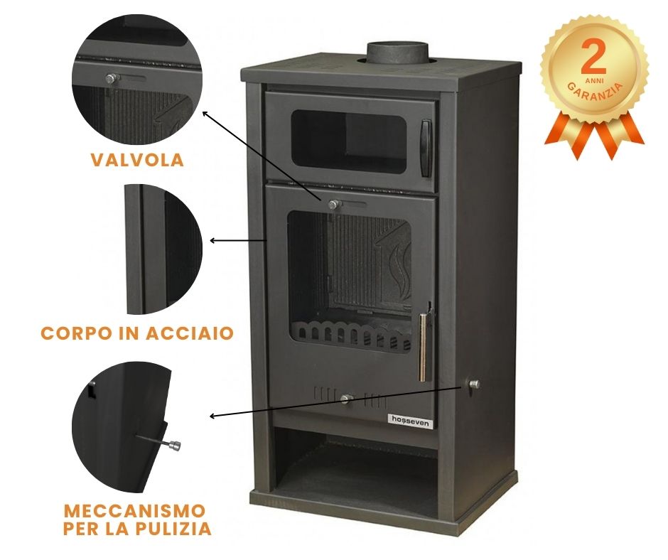 Stufa a legna con forno