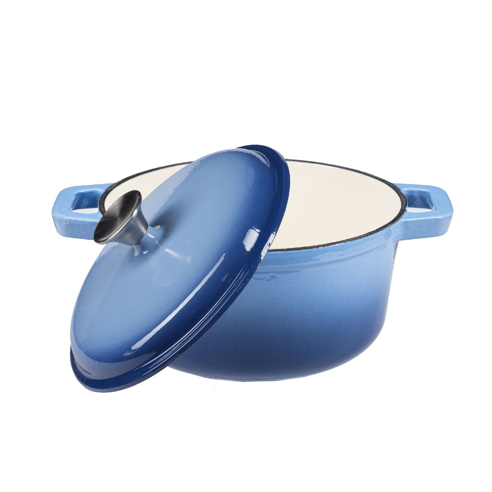 Country Living Padella Quadrata In Ghisa Smaltata 25 Cm - Antiaderente, Con Beccucci Per Scolare, Adatta A Induzione E Forno, Colore Blu